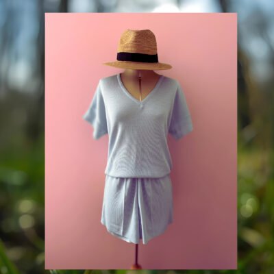 Set Polo y Short tejidos - Celeste - Talla S