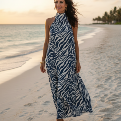 Vestido Halter Maxi - Azul