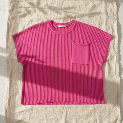 Polo tejido con bolsillo – Fucsia – Talla SM