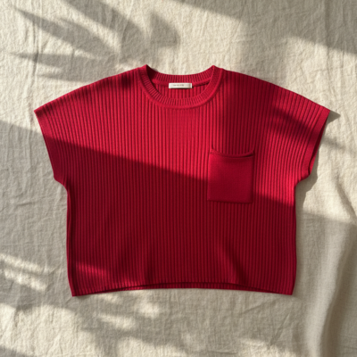 Polo tejido con bolsillo – Rojo oscuro – Talla SM