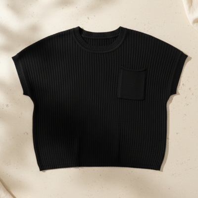 Polo tejido con bolsillo – Negro – Talla ML