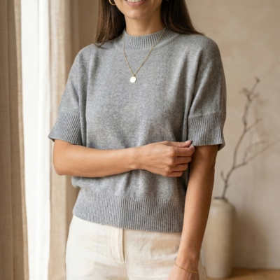 Blusa Tejida Panna Cotta Gris talla ML