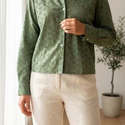Blusa Praliné Broderie Verde TU