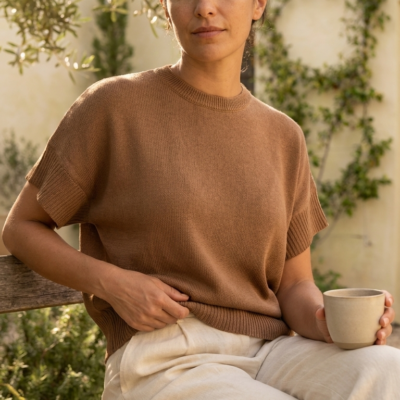 Blusa Tejida Panna Cotta Camel Talla M