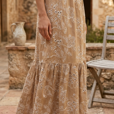 Falda Broderie Bordada Crema - Talla Única